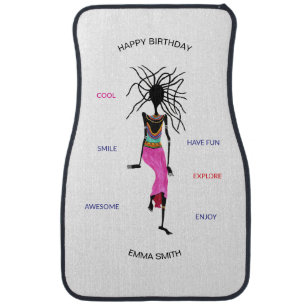 Birthday, African Woman Warrior Dance Car Floor Mat