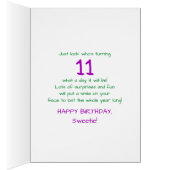 Birthday - Age 11 - Kitty Cat Celebrating Cards (Inside (Right))
