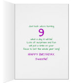 Birthday - Age 9 - Kitty Cat Celebrating Cards (Inside (Right))