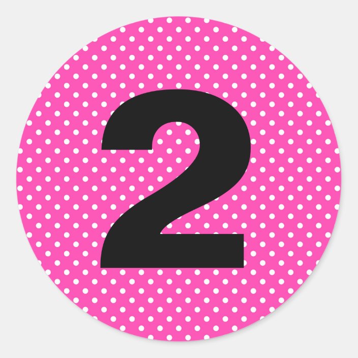 Birthday Age Hot Pink with White Polka Dots Classic Round Sticker ...