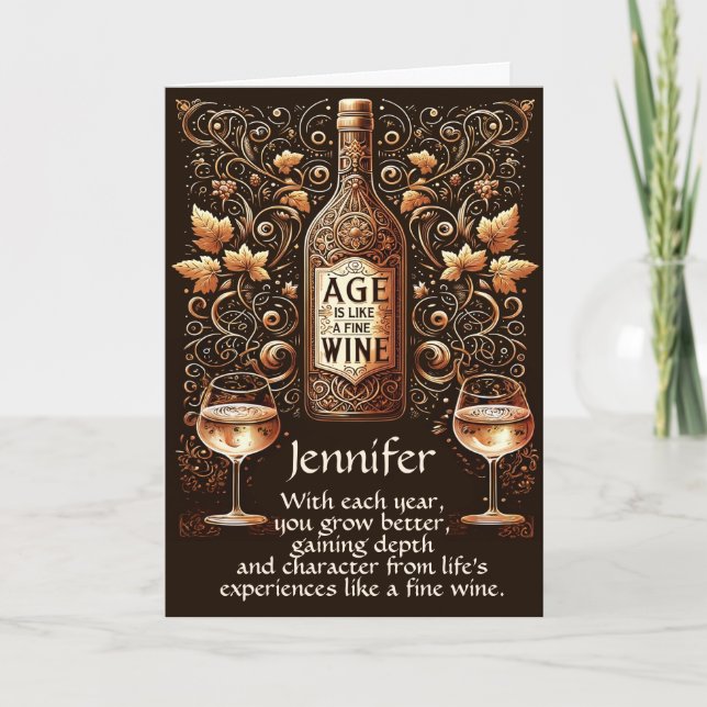 Birthday Age is Like a Fine Wine Card (Front)