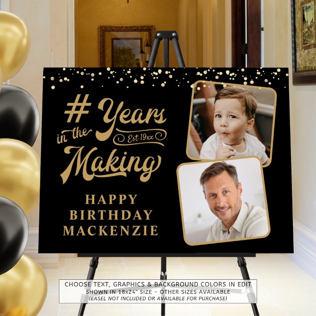 Birthday Age Years in the Making 2 Photos Custom Foam Board (Creator Uploaded)