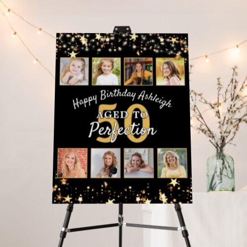 Birthday AGED TO PERFECTION Black Gold 8 Photo Foam Board