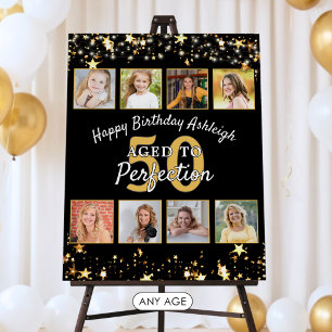 Birthday AGED TO PERFECTION Black Gold 8 Photo Foam Board