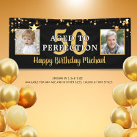 Birthday AGED TO PERFECTION Black Gold Stars