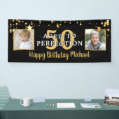 Birthday AGED TO PERFECTION Black Gold Stars Banner | Zazzle