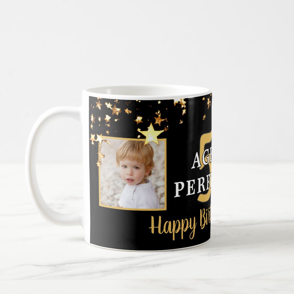 Discover Birthday Aged To Perfection Black Gold Stars Personalized Coffee Mug
