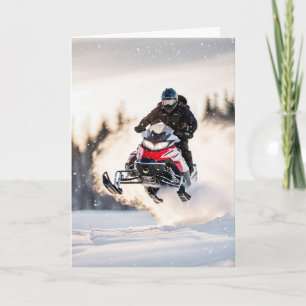 Birthday Airborne Snowmobiler Card