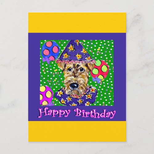 Birthday Airedale Postcard