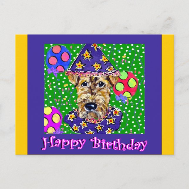 Birthday Airedale Postcard (Front)