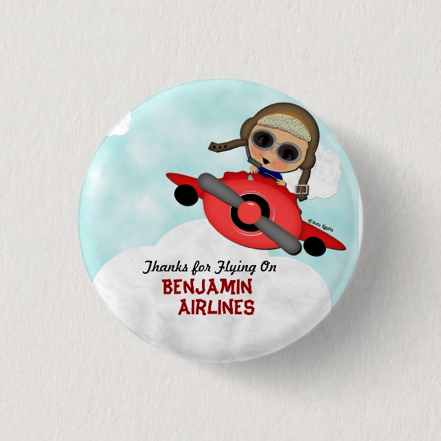 Birthday Airplane Button (Front)
