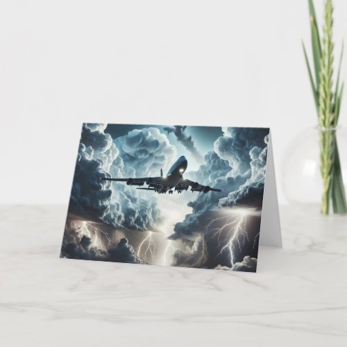 Birthday Airplane In a Storm  Card