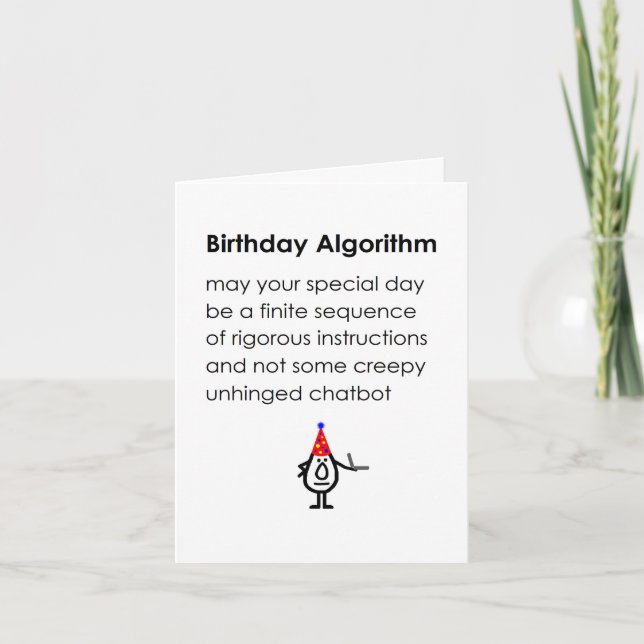 Birthday Algorithm A Funny Happy Birthday Poem Letterpress Thank You Card (Front)
