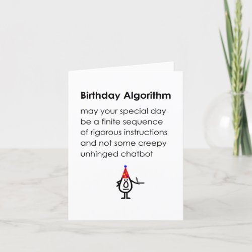 Birthday Algorithm A Funny Happy Birthday Poem Thank You Card