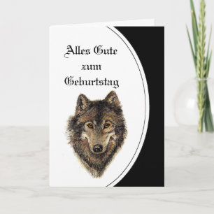 Birthday Alles Gute zum Geburtstag, Wolf, German Card
