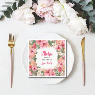 Birthday Aloha Tropical Hibiscus Luau Paper Napkins