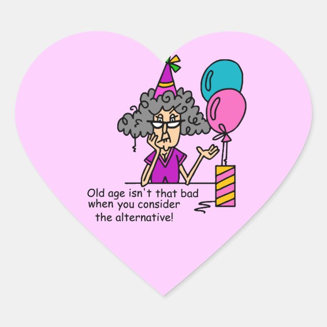 Birthday Alternative Humor Heart Sticker (Front)