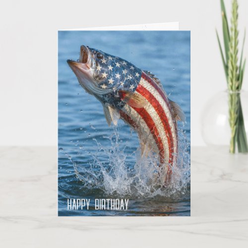 Birthday American Flag Fish Card