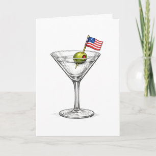 Birthday American Flag in a Martini Cocktail Card