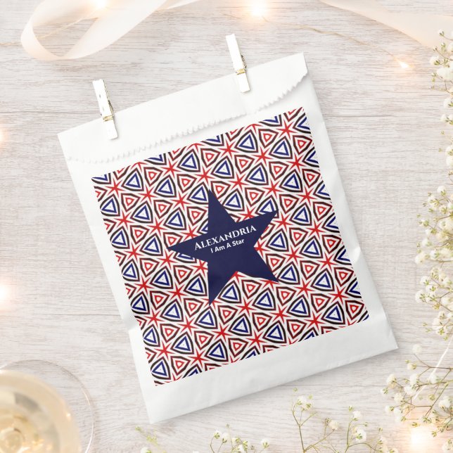 Birthday American Red White Blue Pattern Custom Favor Bag (Clipped)