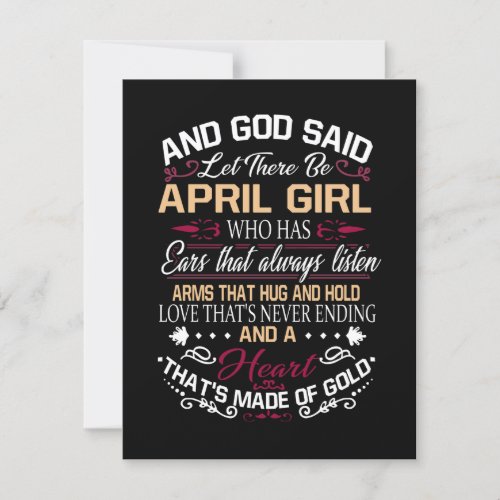 Birthday  And God Said Let There Be April Girl Invitation
