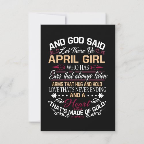 Birthday  And God Said Let There Be April Girl Thank You Card