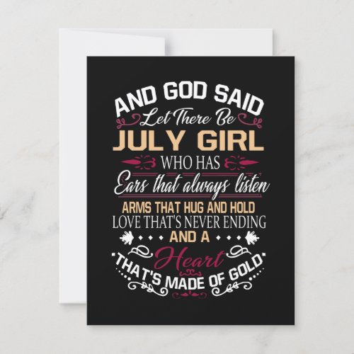 Birthday  And God Said Let There Be July Girl Invitation