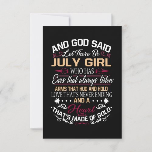 Birthday  And God Said Let There Be July Girl Thank You Card