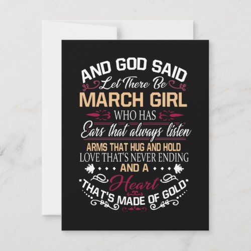 Birthday  And God Said Let There Be March Girl Note Card