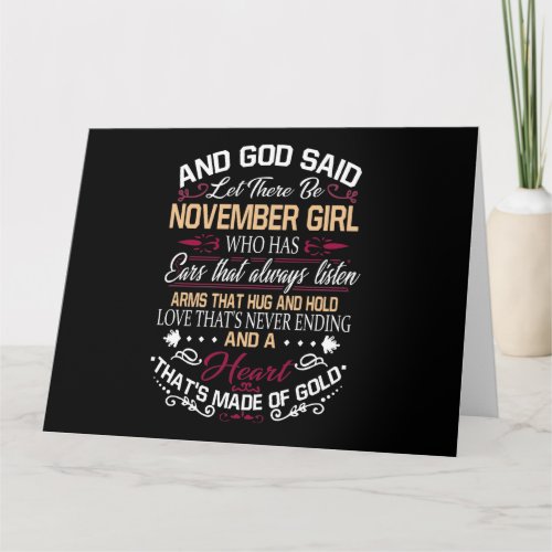 Birthday  And God Said Let There Be November Girl Card