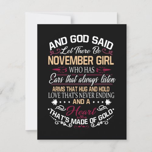 Birthday  And God Said Let There Be November Girl Invitation