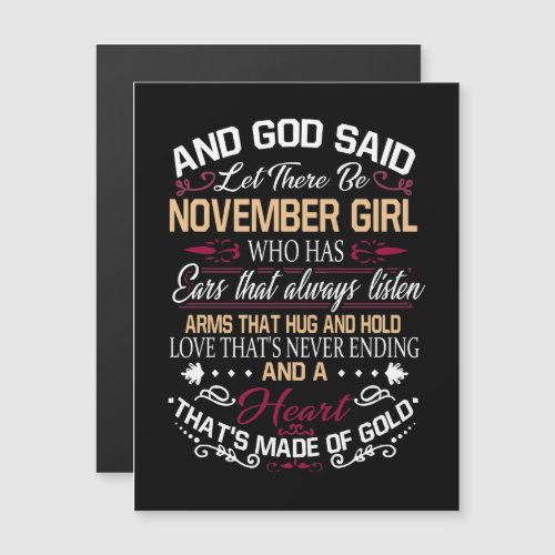 Birthday  And God Said Let There Be November Girl Magnetic Invitation