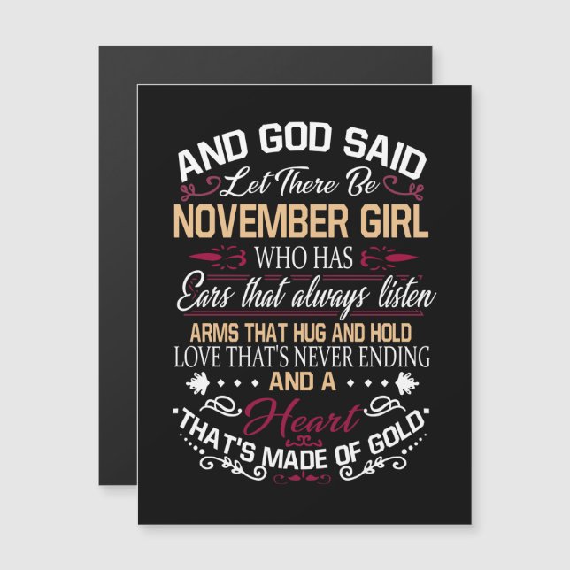 Birthday | And God Said Let There Be November Girl Magnetic Invitation (Front/Back)