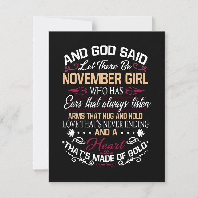 Birthday | And God Said Let There Be November Girl Thank You Card (Front)
