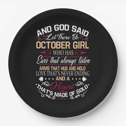 Birthday  And God Said Let There Be October Girl Paper Plates