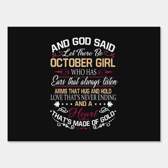 Birthday | And God Said Let There Be October Girl Sign (Front)