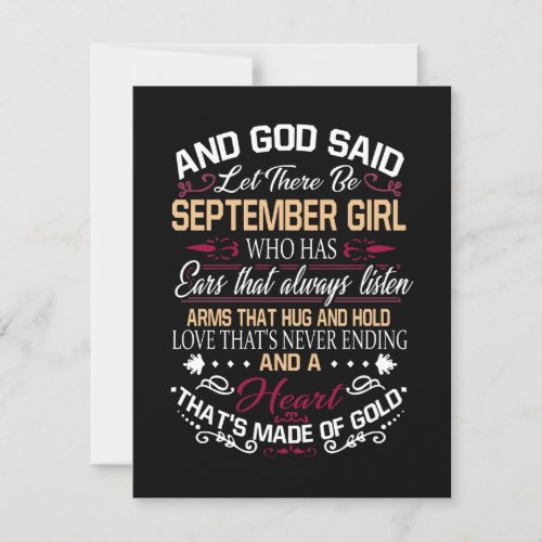 Birthday  And God Said Let There Be September Gir Invitation