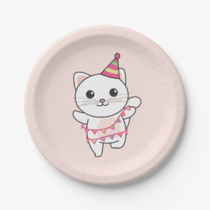 Birthday Animal Cute Cat for Kids Birthday Party Paper Plates
