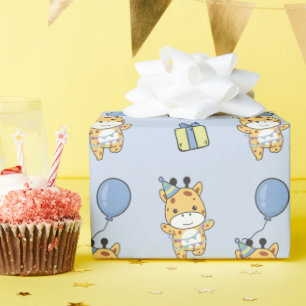Birthday Animal Cute Giraffe Kids Birthday Party Wrapping Paper