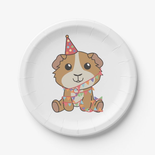 Birthday Animal Cute Guinea Pig Birthday Party Paper Plates (Front)