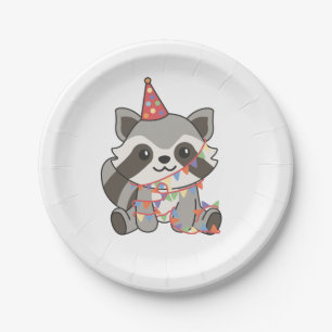 Birthday Animal Cute Raccoon Kids Birthday Party Paper Plates