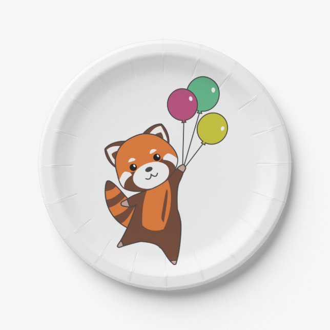 Birthday Animal Cute Red Panda Kids Birthday Party Paper Plates (Front)