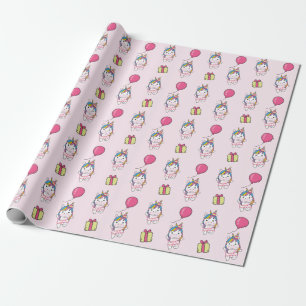 Birthday Animal Cute Unicorn Kids Birthday Party Wrapping Paper
