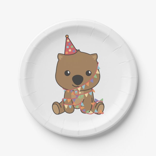 Birthday Animal Cute Wombat Kids Birthday Party Paper Plates (Front)