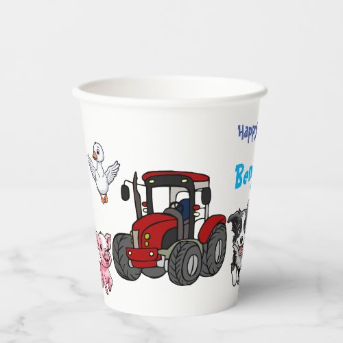 Birthday Animal Farmyard with Red Tractor Paper Cups