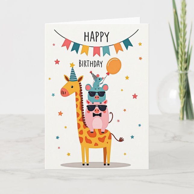 Birthday Animal Stack Card (Front)
