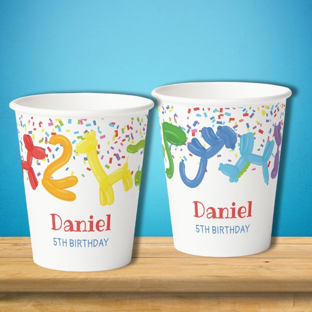 Birthday animals balloons invitation paper cups (Creator Uploaded)