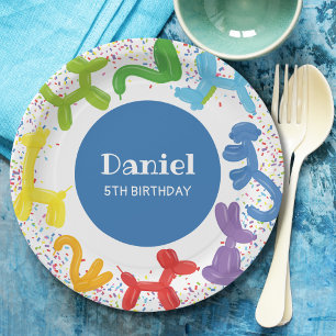 BIRTHDAY ANIMALS BALLOONS PAPER PLATES