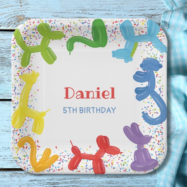 BIRTHDAY ANIMALS BALLOONS PAPER PLATES (Creator Uploaded)