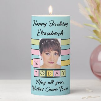 Birthday any age add photo name turquoise